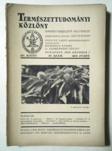 Könyv: Természettudományi közlöny (60. kötet 1-7 és 9-19 számok 851-857 és 859-869 füzetek) -töredék (Ilosvay-Gombocz-Szabó-Patay)
