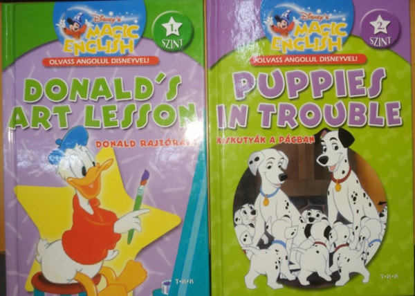 Könyv: 2 db Olvass angolul Disneyvel!: Donald\s Art Lesson/Donald rajzórája (1. szint) + Puppies int Trouble/Kiskutyák a pácban (2. szint) (Tóth Könyvkereskedés, Tóth Csaba)