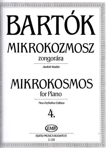 Könyv: Bartók Mikrokozmosz zongorára 4. - Javított kiadás - Mikrokosmos for Piano 4. ()