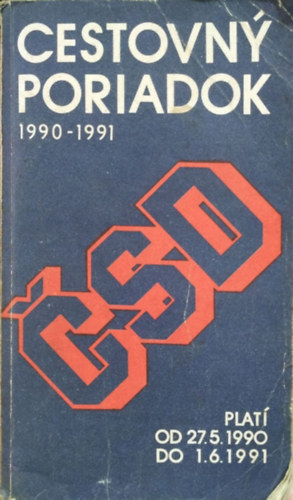 Könyv: Cestovný poriadok 1990-1991 - Platí od 27. mája 1990 do 1. júna 1991 - ČSD ()