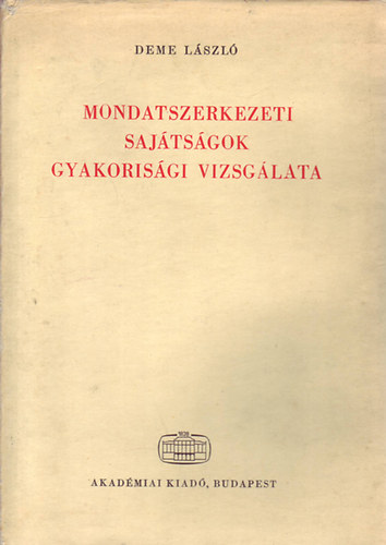 Deme László: Mondatszerkezeti sajátságok gyakorisági vizsgálata