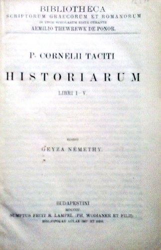 P. Cornelii Taciti: Historiarum