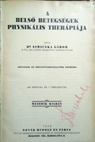 Dr. Simicska Gábor: A belső betegségek physikális therápiája