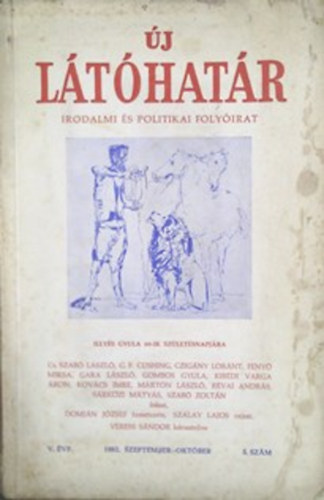 Borbándi-Molnár (szerk.): Új látóhatár - Irodalmi és politikai folyóirat 1962 szept.-okt. V. évf. 5. szám