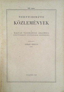 Zsirai Miklós (szerk.): Nyelvtudományi közlemények LIV. kötet