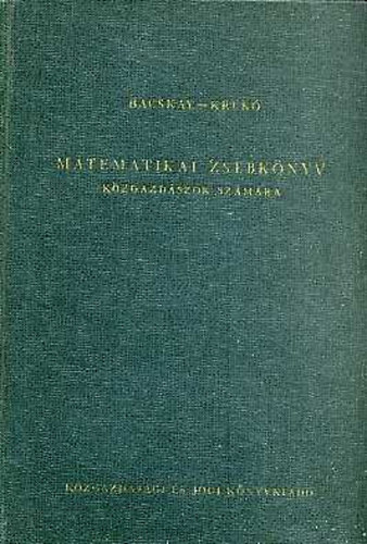 Bácskay-Krekó: Matematikai zsebkönyv közgazdászok számára