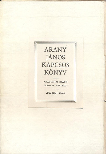 Arany János: Kapcsos könyv - Hasonmás kiadás