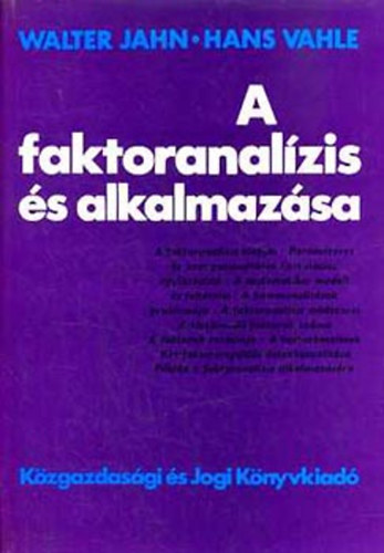 Walter Jahn; Hans Vahle: A faktoranalízis és alkalmazása