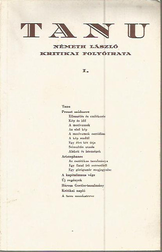 : Tanu Németh László Kritikai Folyóirata 1935. I. (REPRINT)