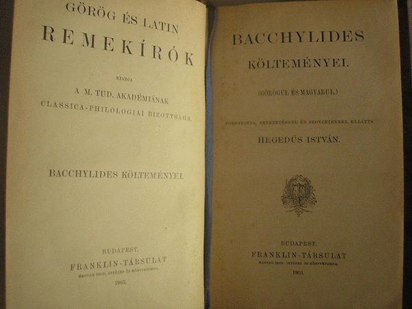 Bacchylides: Bacchylides költeményei (görög-magyar)
