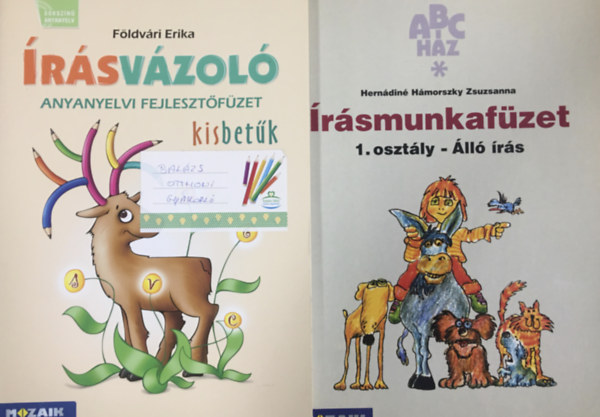 : Írásvázoló - Anyanyelvi fejlesztőfüzet - Kisbetűk + ABC-ház Írásmunkafüzet 1.o. II. félév, álló írás (2 kötet 1. oszályosoknak)