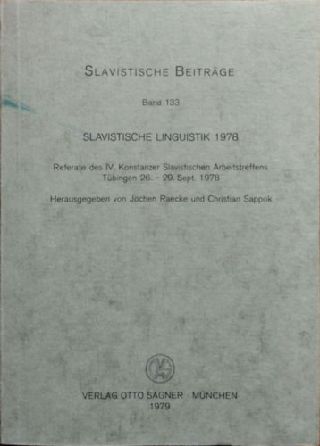 Jochen Raecke - Christian Sappok (Hrsg.): Slavistische Linguistik 1978