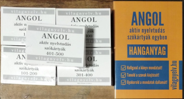 Csordás Norbert: Angol aktív nyelvtudás szókártyák, 1-500 + Hanganyag (5 csomag tanulókártya + 4 CD)