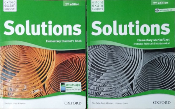 Tim Falla - Paul A Davies: Solutions (Second Edition) - Elementary Student's Book + Munkafüzet érettségi felkészítő feladatokkal (2 kötet)