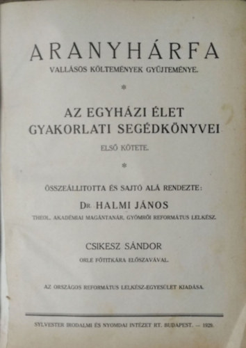 Halmi János (összeáll.): Aranyhárfa - Vallásos költemények gyűjteménye