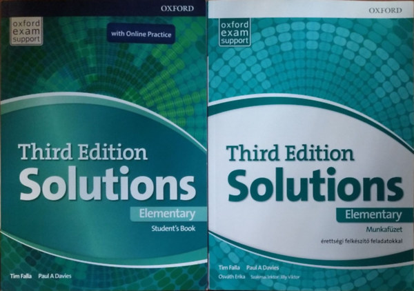 Paul A. Davies - Tim Falla: Solutions (Third Edition) - Elementary Student's Book + Munkafüzet érettségi felkészítő feladatokkal (2 kötet)