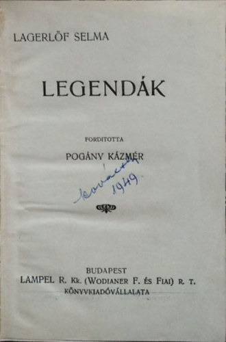 Selma Lagerlöf: Legendák