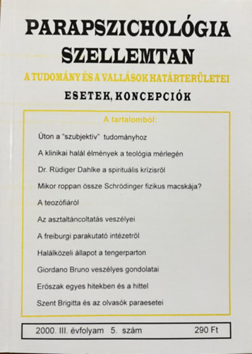 : Parapszichológia-szellemtan 2000.III.évfolyam 5.szám