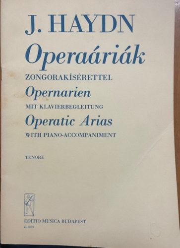Joseph Haydn: Operaáriák – tenor hangra, zongorakísérettel