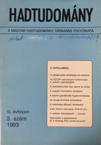 : Hadtudomány 1993/3. szám (III. évf.)