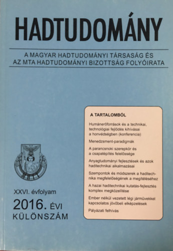 : Hadtudomány 2016. évi különszám XXVI. évf.