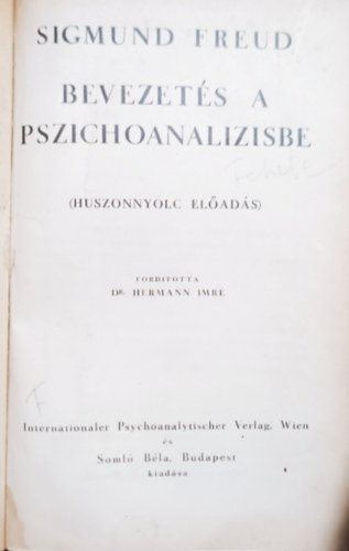 Sigmund Freud: Bevezetés a pszichoanalízisbe