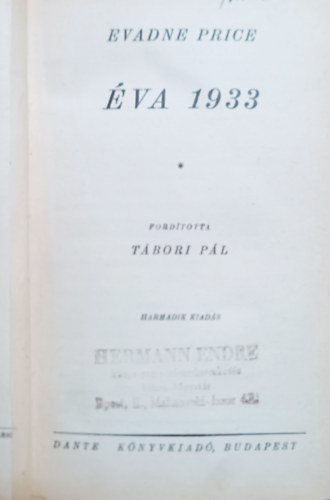 Evadne Price: Éva 1933