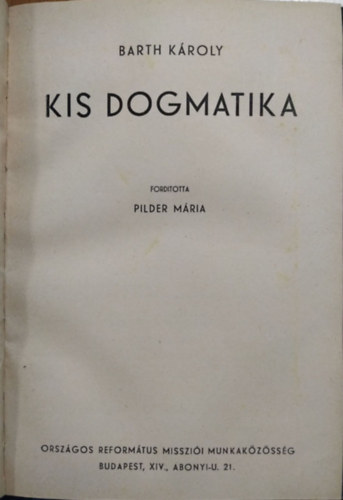 Barth Károly: Kis dogmatika