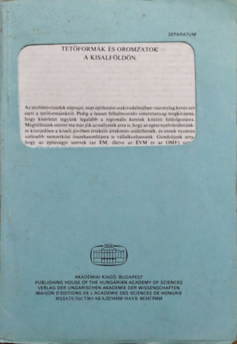 Filep Antal: Tetőformák és oromzatok a Kisalföldön (Separatum)