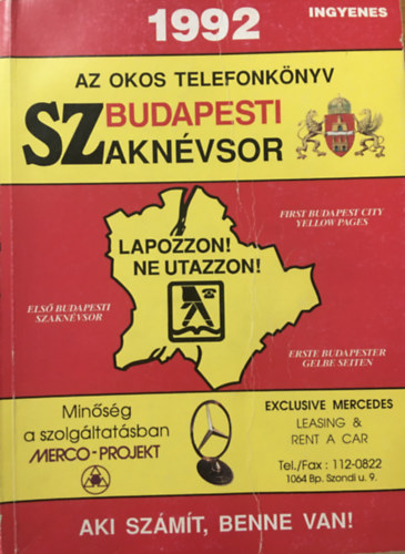 : Budapesti szaknévsor - Az okos telefonkönyv 1992