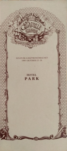 : Citadella étterem - Szlovák Gasztronómiai Hét, 1989. október 23-28., Hotel Park - Étlap