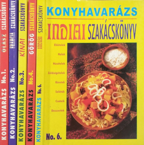 : Olasz + Francia + Kínai + Görög + Indiai szakácskönyv (5 Konyhavarázs kötet)