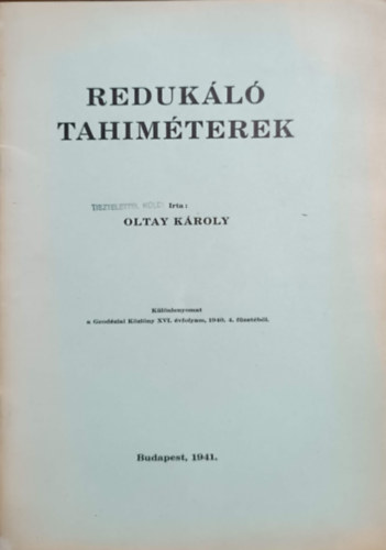 Oltay Károly: Redukáló tahiméterek