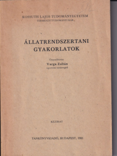 Varga Zoltán: Állatrendszertani gyakorlatok