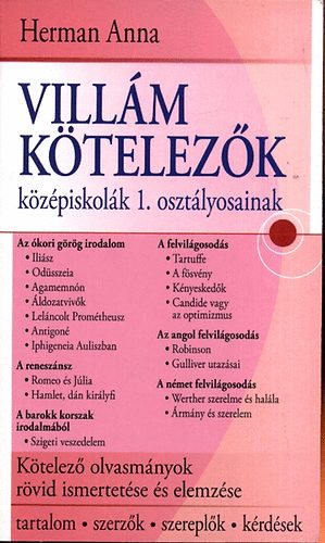 Herman Anna: Villám kötelezők középiskolák 1. osztályosainak